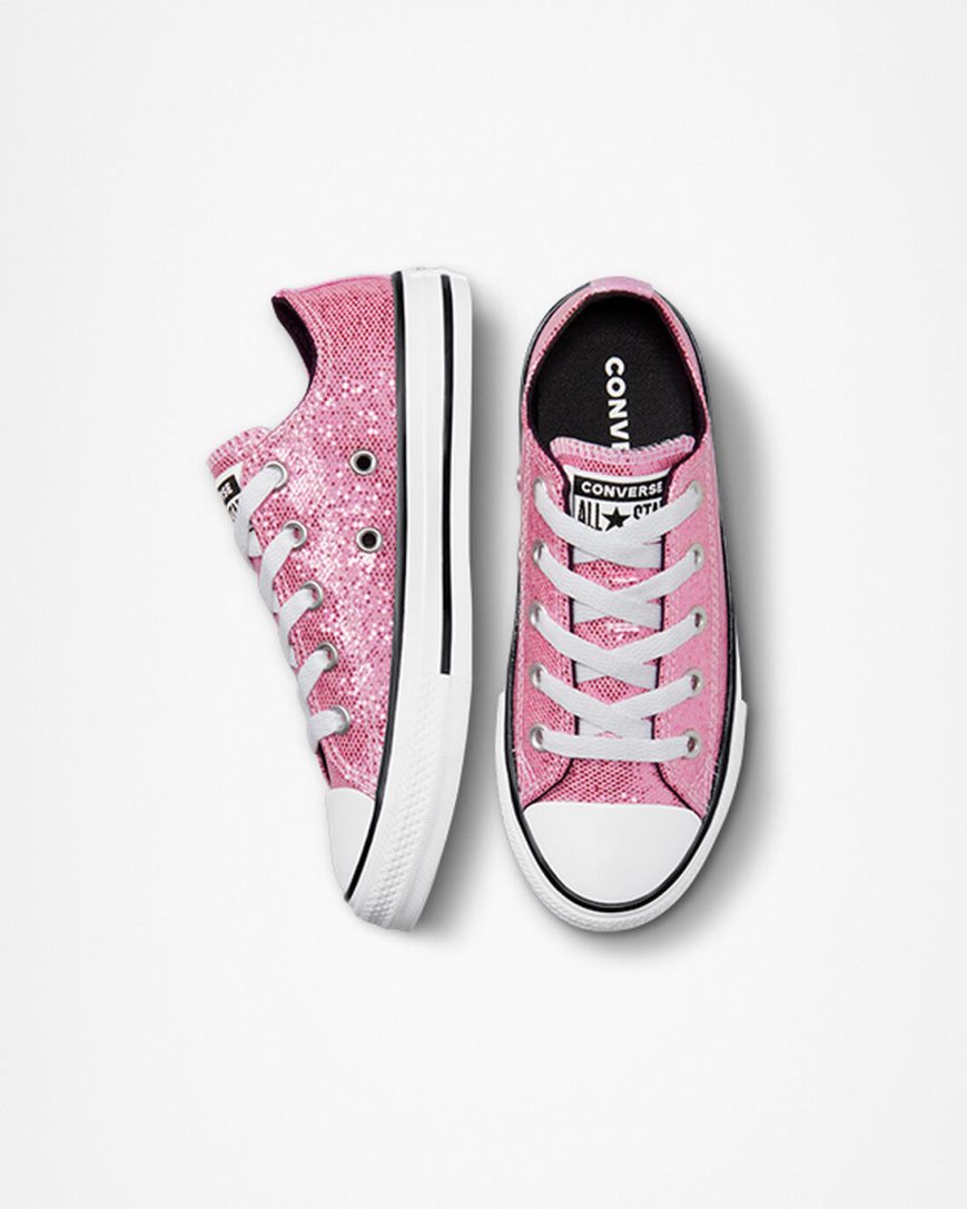 Tenisi Fete Converse Chuck Taylor All Star Glitter Roz Negrii | RO CZJD0367